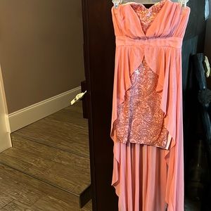 Juniors prom dress peach color
